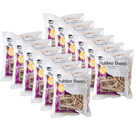 Charles Leonard Rubber Bands, Natural Color, 1-3/8oz Bag, PK12 56381
